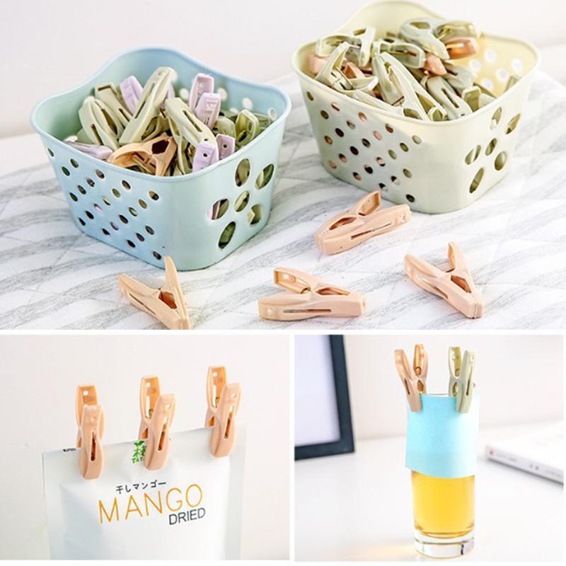 30Pcs Plastic Clothes Pegs Laundry Clothespin Clothes Pins Storage Organizer Quilt Towel Clips Spring With Basket Cabides Hanger