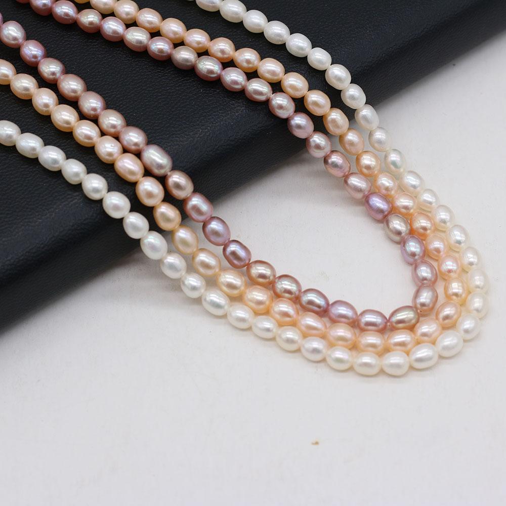 1String, Boho Natural Freshwater Pearls, Rice-shaped Pearl Beads, 5-6 Mm, for DIY Necklace Bracelet, Jewelry Making, Birthday Party Crafts, 36cm