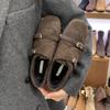Inner Heightening Shoes, Warm Small Leather Shoes, Carved New British Style Autumn And Winter Square Head Loafers Women 20254Cm