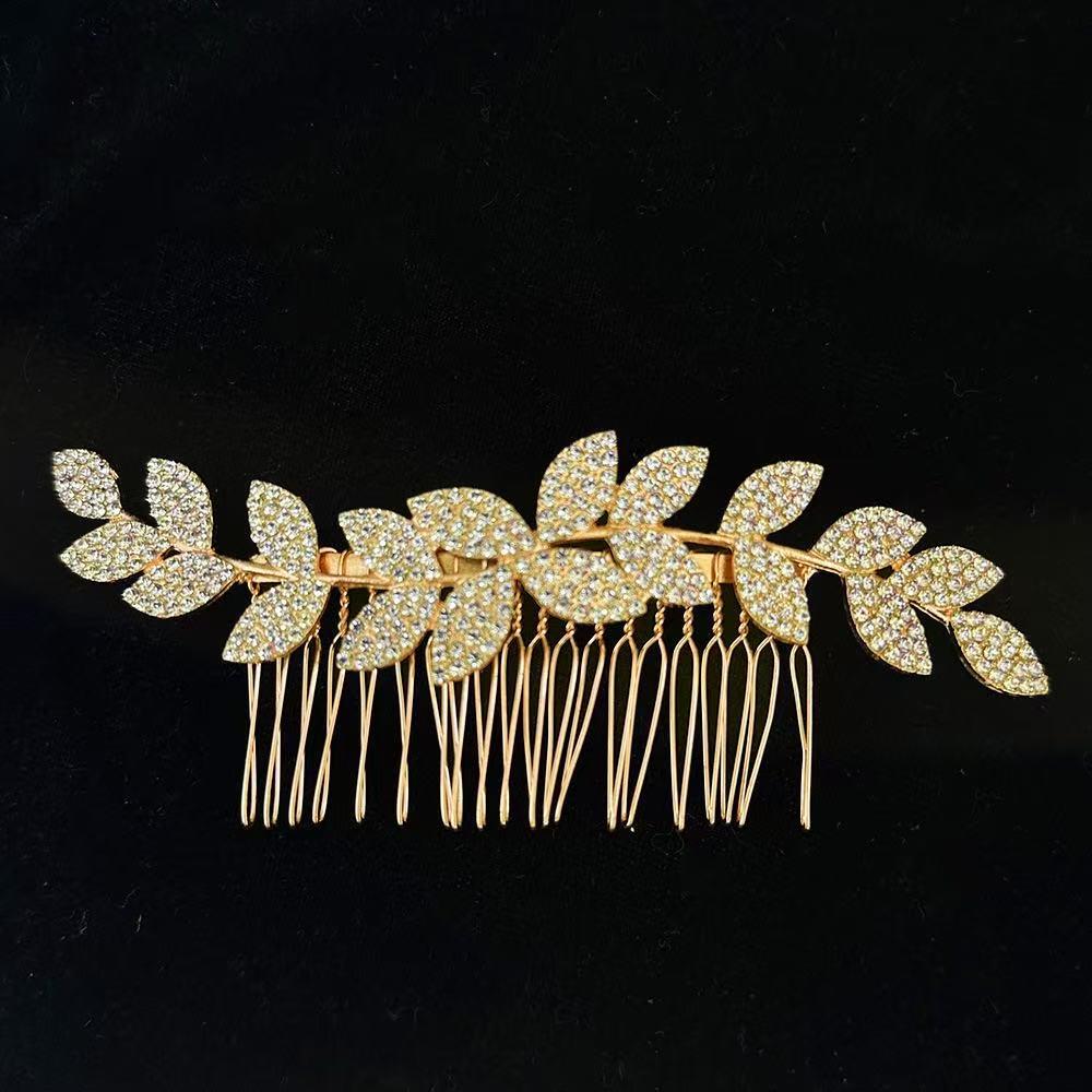 

Свадебная расческа для волос со стразами: Антикварный дизайн с листьями, Роскошный аксессуар ручной работы