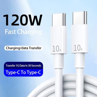 Cargador rápido universal de 120 W y 10 A PD Dual USB C a tipo C Cable de carga rápida Cable de transferencia de datos de alta velocidad para Samsung Mi