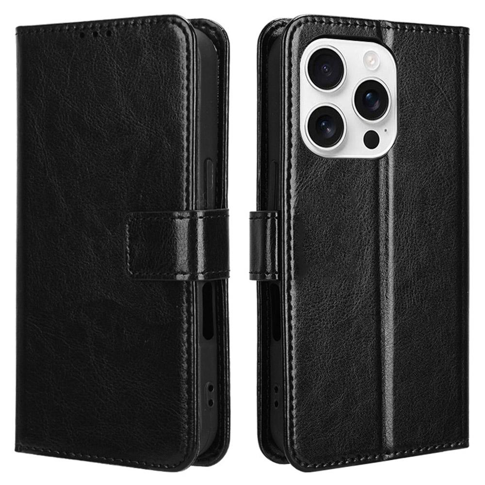 For iPhone 16 Pro Max Case Crazy Horse Texture PU Leather Phone Wallet Cover