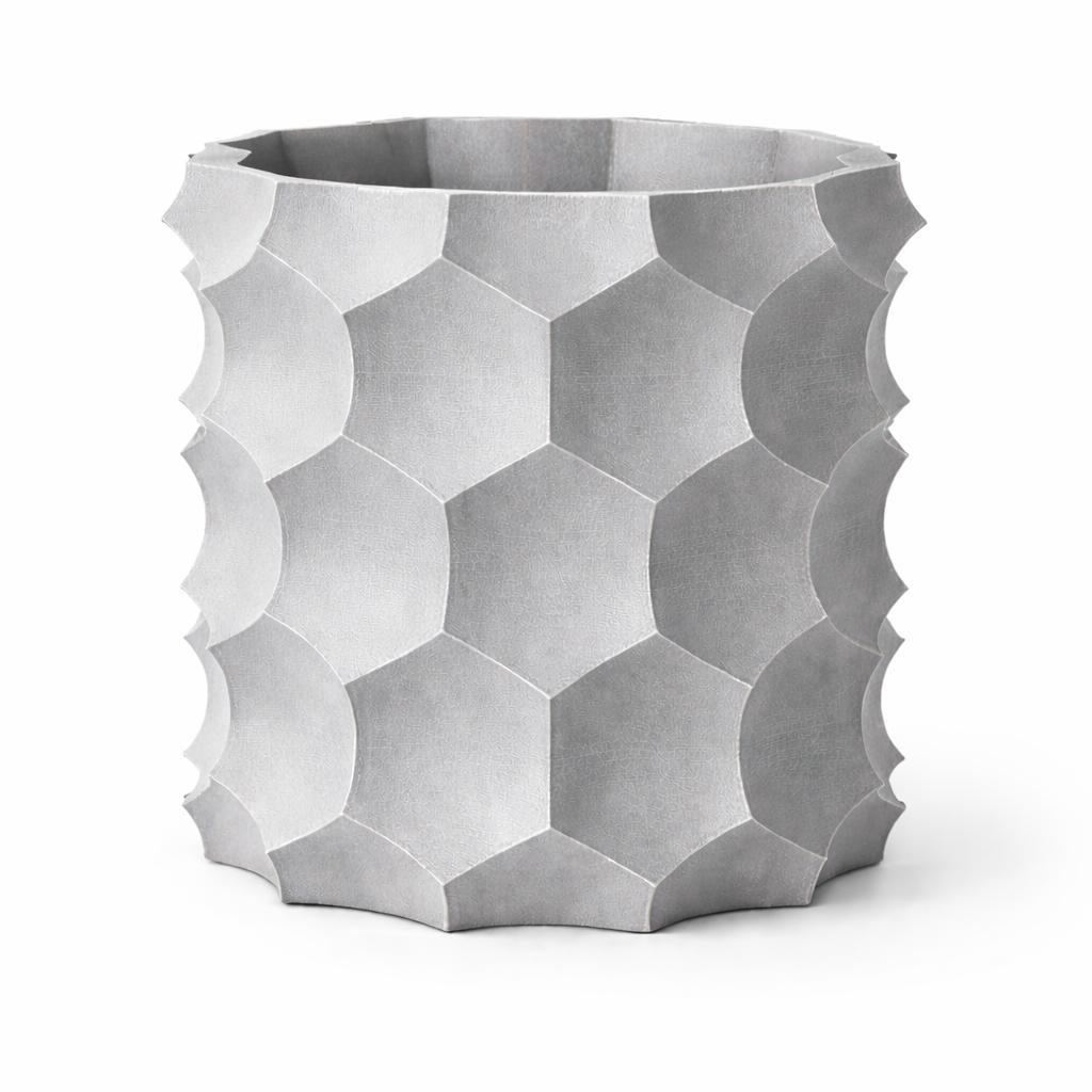 Gray 3D geometric flowerpot, modern decorative for plants