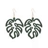 RSAMD Wood Hollow Leaf Statement Earrings for Women Wooden Fashion Unique Jewelry-Red