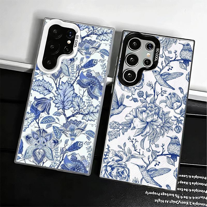 Blue And White Porcelain Pattern Shockproof Phone Case for Samsung Galaxy S26 Edge S25 Ultra S24 FE S23 Plus S21 Cover Anti Fall