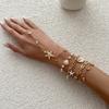 Holiday Style Starfish Shell Pendant, Finger Bracelet, Ocean Ins, Imitation Pearl Chain, Back Chain, Female