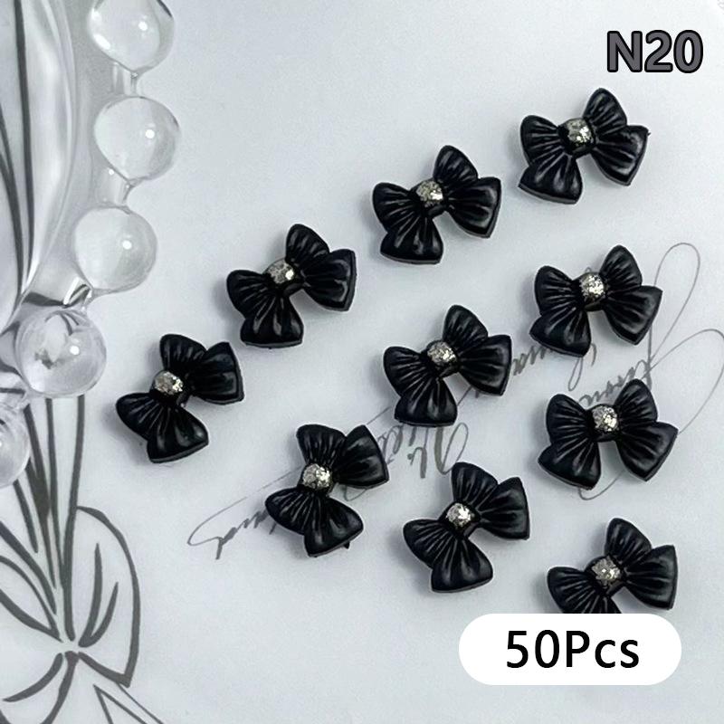 50Pcs Ribbon Resin Bow Nail Charm Parts 3D  Nail Art Decoration Accessories Supplies For Diy Korean Manicure Design
