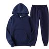 2026 Men's Solid Color Hooded Sweatshirt Sports Two-Piece Set - Spring and Autumn Style