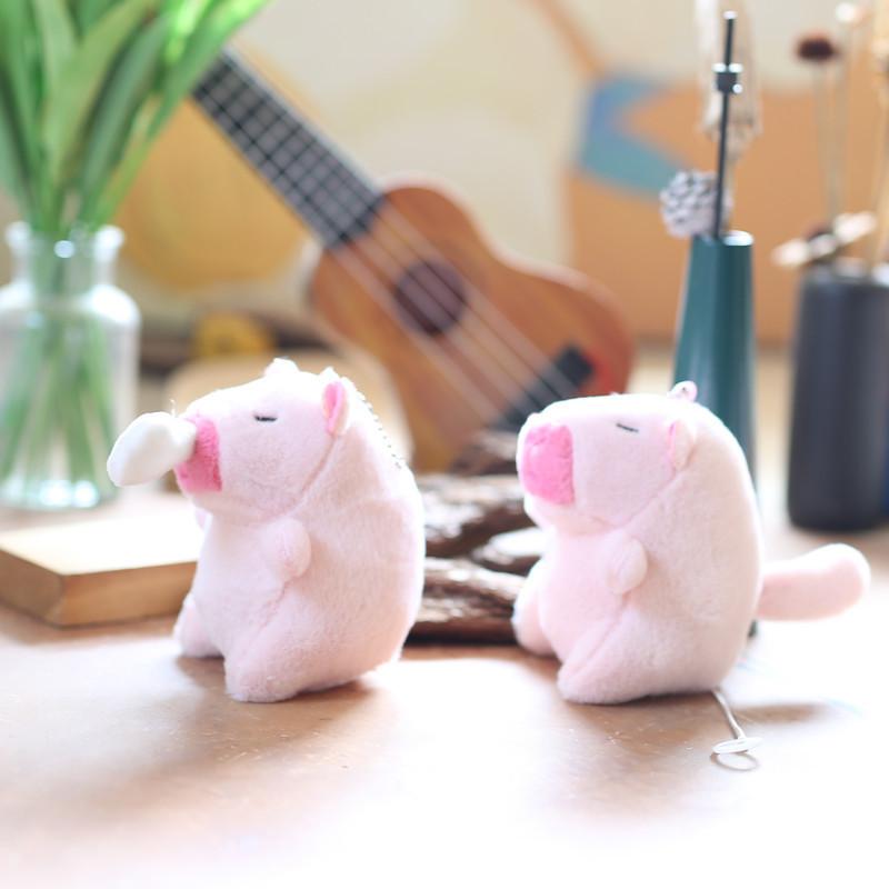 Cute Capybara Stuffed Animal Keychain With Plush Soft Filling And Wagging Tail