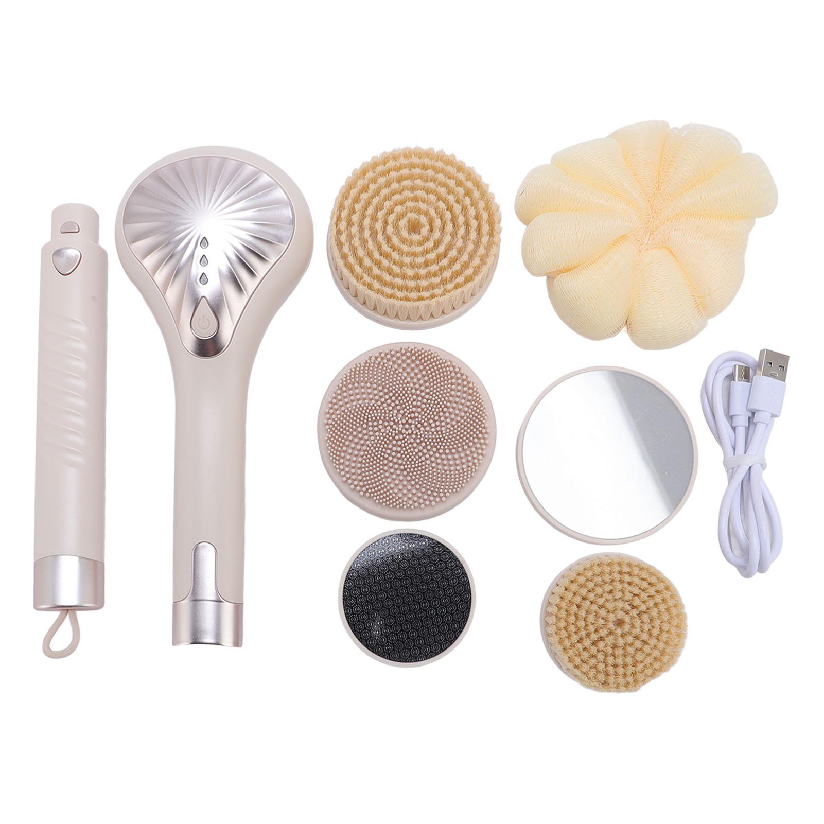 Электрическая щетка для душа для тела 3 регулируемые скорости Водонепроницаемая Всесторонняя очистка Длинная ручка Перезаряжаемая Yellow