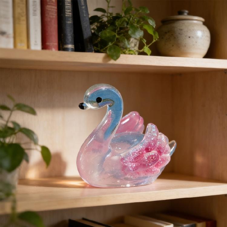 4PCS Artistic Resin Miniature Duck Statues Glittering Animal Ornaments For Creative DIY Crafts And Table Shelf Displays