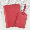 OEM Multi-functional Leather with Pen Plug-in Cable Pu Leather Cross Pattern Passport Cover Luggage Tag Custom Set