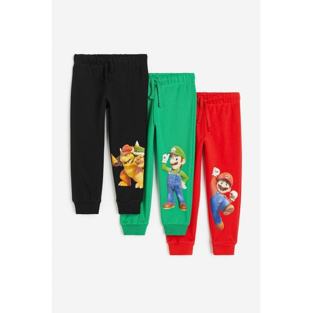 

Комплект из трех штанов-джоггеров с принтом HM, красный Super Mario