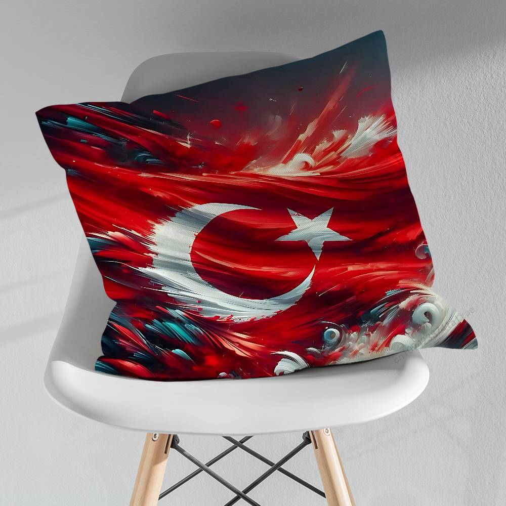 Cool Art Turkish Flag Throw Pillow Case Living Room Sofa Cushion Cover For Home Bedroom Decoration Protector