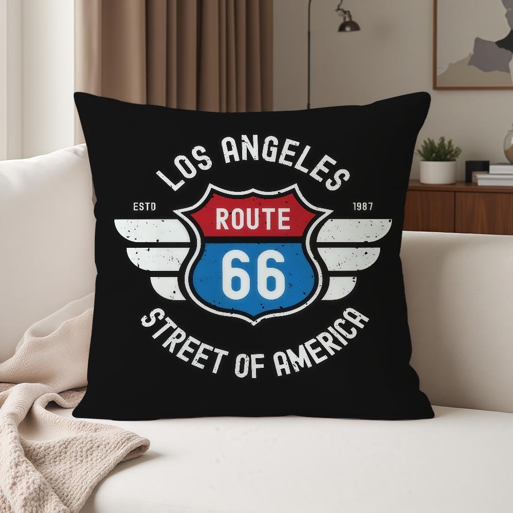Fashion US Route 66 Pillow Case Suitable For Bedrooms Living Rooms Cars Home Decoration