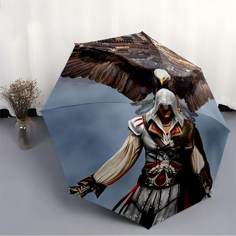 1pc Assassin's Creed Self-Folding Umbrella, 8-Bone Compact Travel Umbrella, Durable Plastic And Iron Frame110
