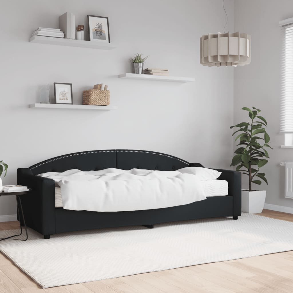 Vidaxl Sofa Z Materacem Do Spania, Czarna, 80X200 Cm, Tkanina