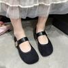Fashion 2025 NEW Retro Square Head Flat Bottom Slip-On Shoes Women's Spring Summer New Casual Velvet Surface Single Shoes