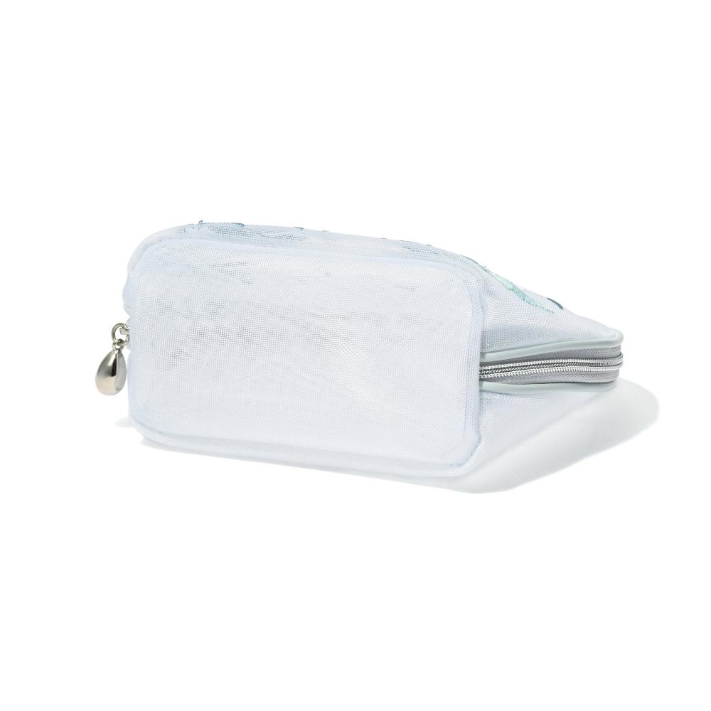 Franc Franc Japan MeSh Embroidered Pouch S Light Blue