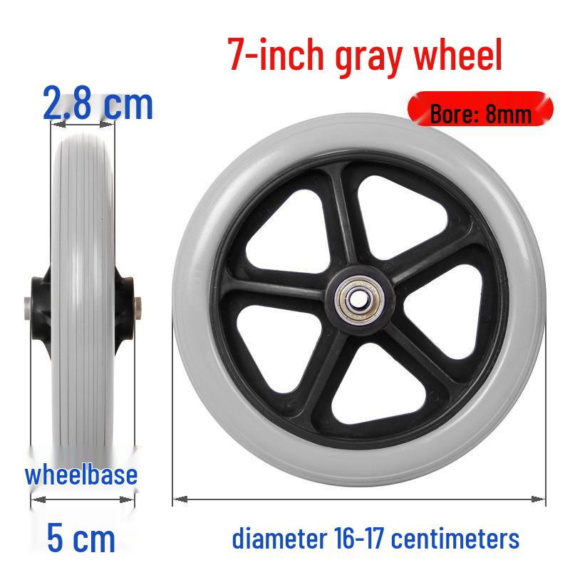 Universal Rollstuhl-Vorderradsatz Vollgummi mit Lagern & Schrauben in 6, 7, 8 Zoll