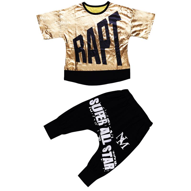 Buy Pieces Suit T-shirt+Shorts Boys Hip-hop Shining Suit Summer