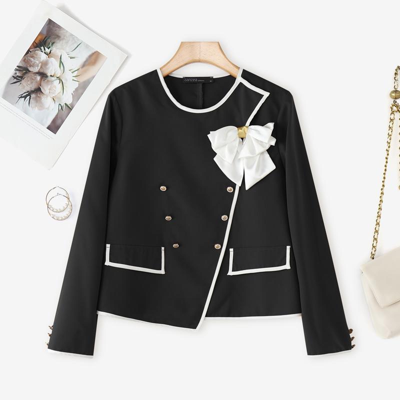 ZANZEA Women Casual Round Neck Loose Long Sleeve Blosue