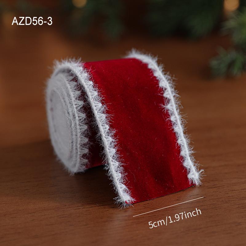 Red Ribbon with White Velvet Trim Snowflake Print Christmas Bow Gift Ribbon Christmas Decoration