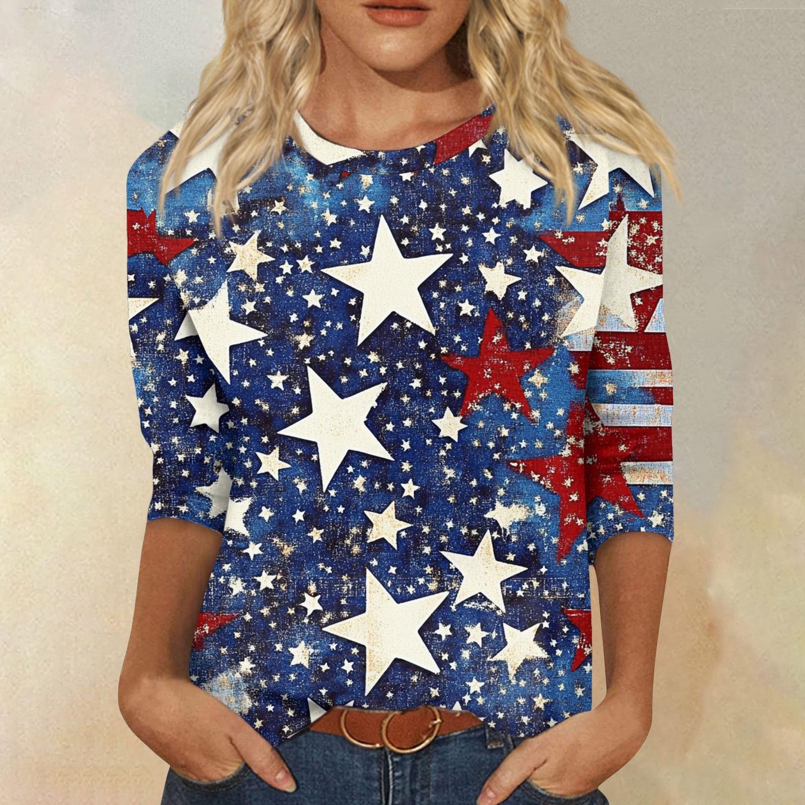 

Женская модная повседневная свободная футболка с круглым вырезом и рукавами 3/4 с принтом, женский топ XXL