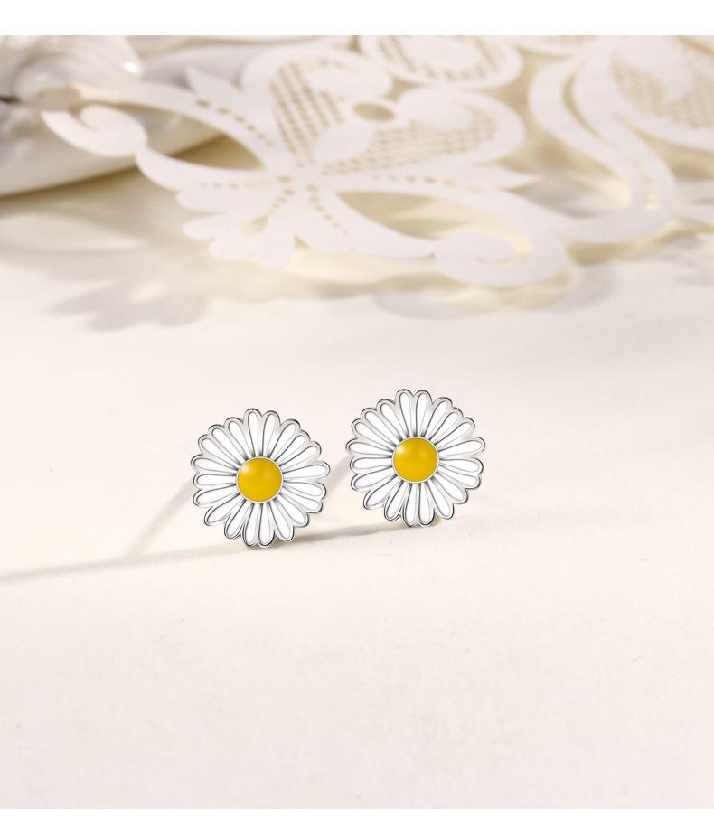 S925 Sterling Silver Daisy Necklace for Women - Korean Style, Elegant, Trendy Flower Design, Fashion Jewelry 925 Sterling Silver