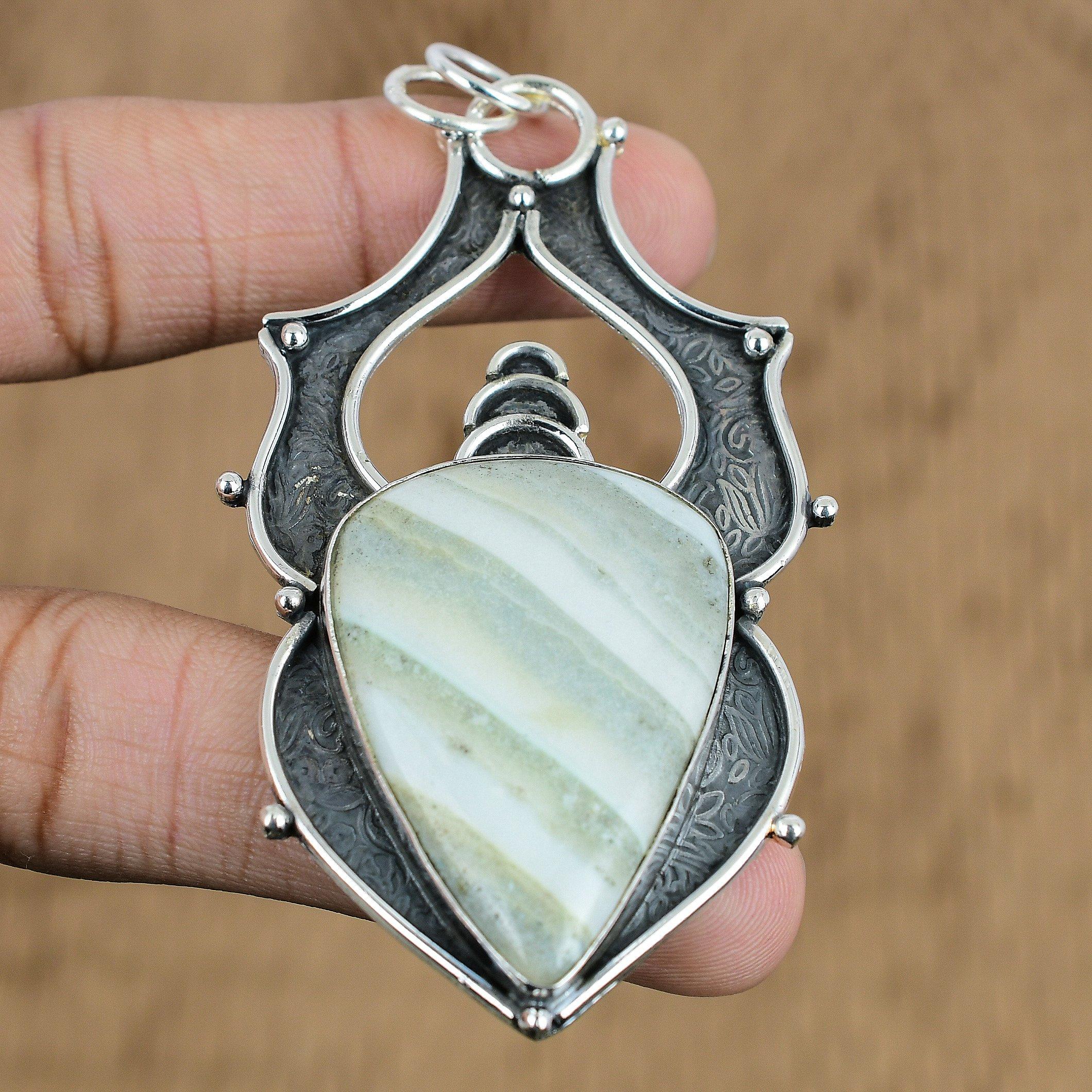 

Pear Blue Rhodochrosite Gemstone Birthday Ethnic Pendant Jewelry Sterling Silver
