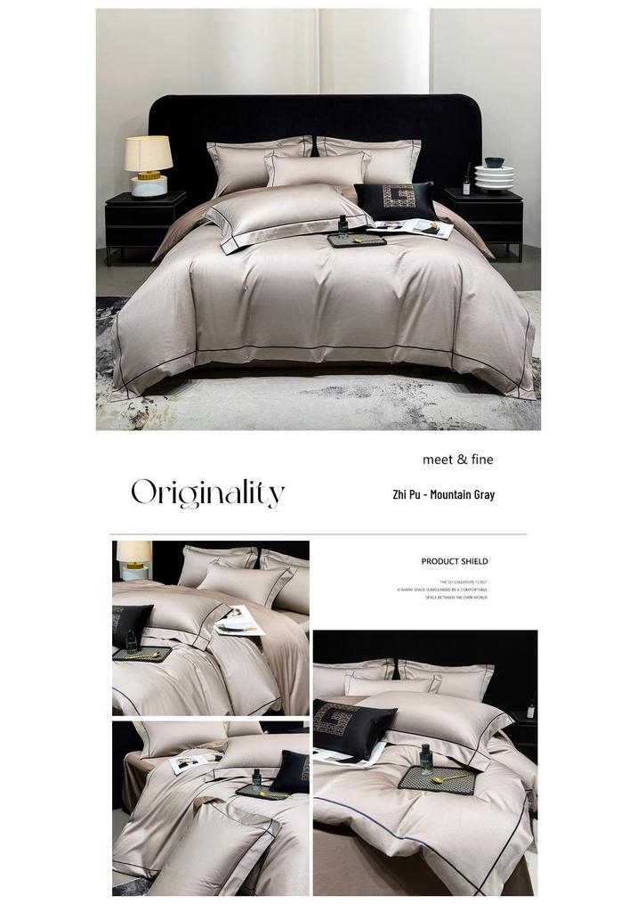 2026 Premium Gray Satin Cotton Four-Piece Bedding Set DREAM
