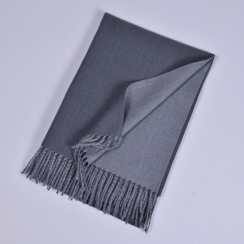 Autumn and Winter New Imitation Cashmere Double-sided Monochrome Warm Scarf Scarf Men's and Women's Fashion Warm Fringe