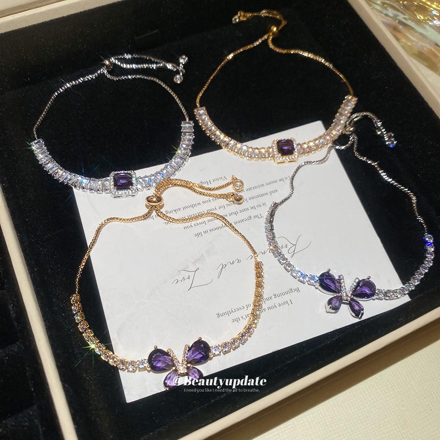 European & American Retro Geometric Zirconia Butterfly Bracelet - Luxurious, Fashionable, Exquisite Hand Jewelry