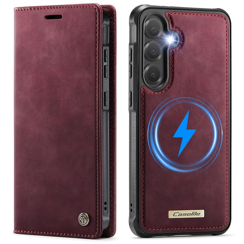 

Кожаный чехол-книжка Magsafe для телефона Samsung Galaxy S25 FE S24 Ultra S23 Plus S22 S21 S20 A17 A16 A26 A56 A15 A35 A55 A14 A54 5G Кошелек Обложка для карт Etui (Samsung S20) красный