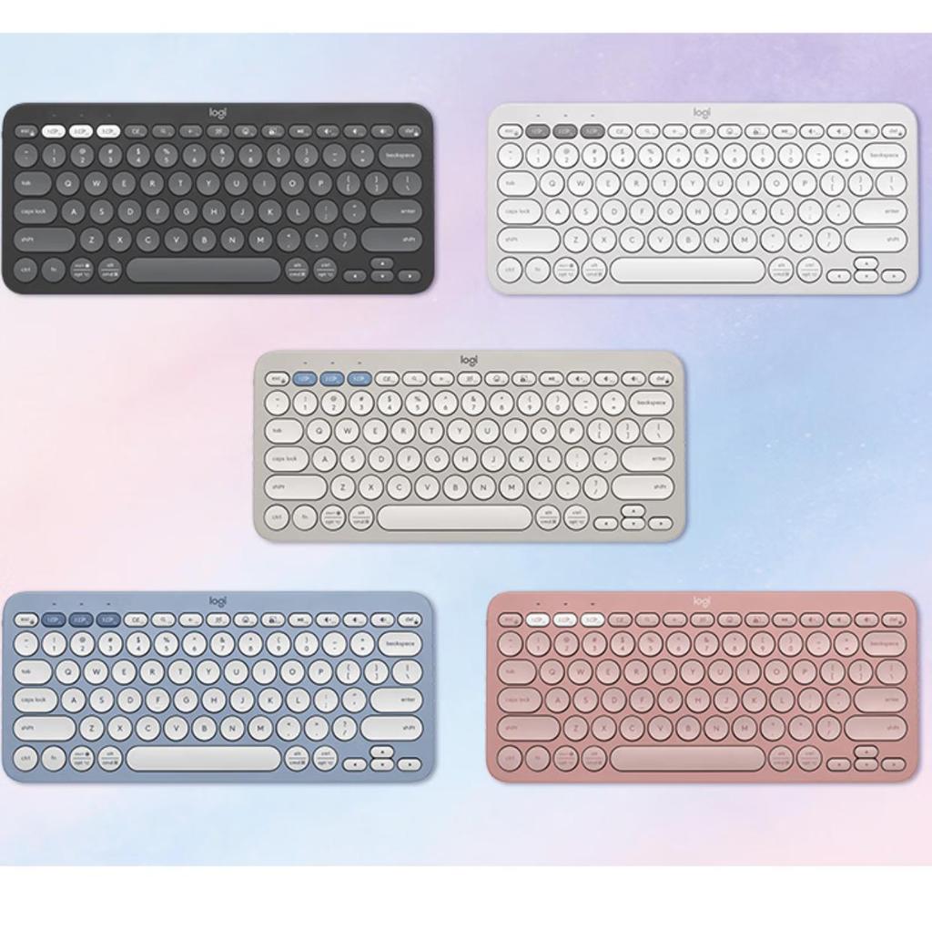 Logitech Stilvolle Serie K390 Kabellose Bluetooth-Tastatur Ultradünn Tragbar Neues Upgrade Weiß 79 Tasten