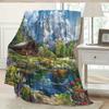 Berglandschaft Decke Natur Hütte Chalet Szene Weich Warm Überwurf für Bett Sofa Wohnzimmer Büro Reise Geschenk