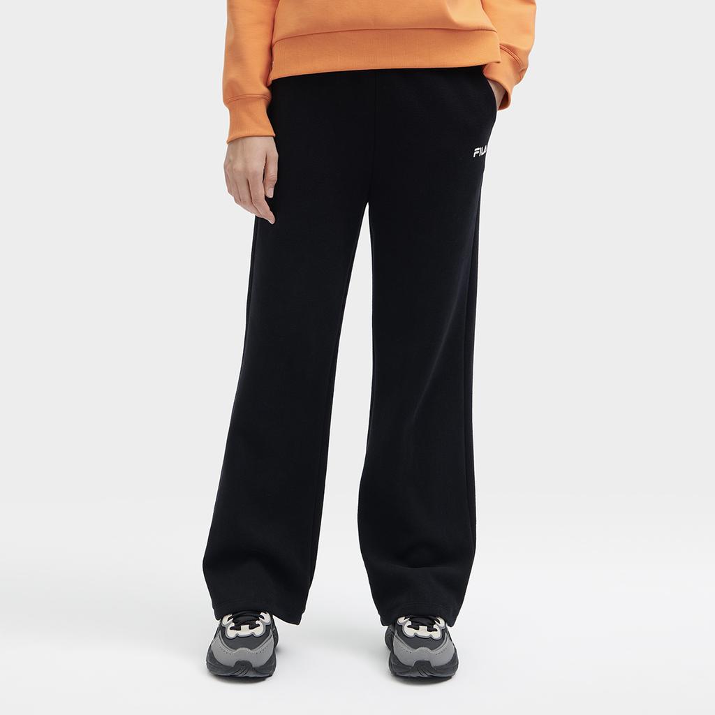 Fila Letter Logo Print Straight Leg Casual Knit Sports Pants Women Pants Black F11W348604F-BK