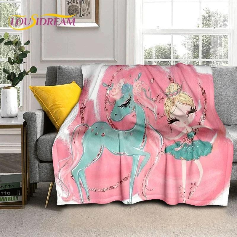 Urocza Dziewczynka Baletnica Wróżka Kreskówkowa Miękki Koc Flanelowy do Łóżka Sypialni Sofy Pikniku, Koc do Okrycia na Zewnątrz Rekreacja Prezent