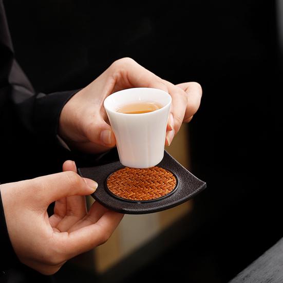 6Pcs Insulated Coasters Heat Insulation Rattan Mat Anti-scalding Non-slip Square Tea Cup Holder Multi-functional