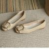2025 Spring New Internet Celebrity Flat Female Single Shoes Fairy Style Square Head Low Heel Work Shoes Shallow Lazy Bean Shoes