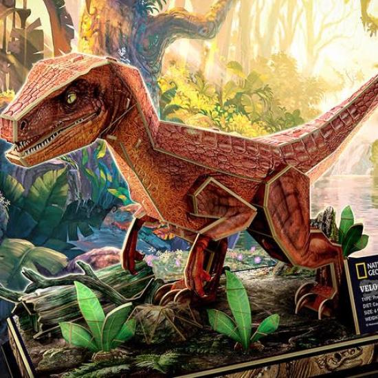 ASSYME Velociraptor Papercraft 3D Puzzle, Easy for Kids, No Glue or Tools Required