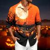 Men's Casual Long Sleeve Shirt with Halloween Print for Spring Fall