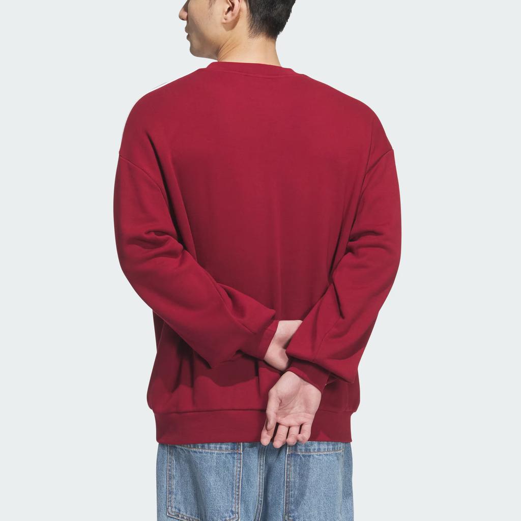 Adidas Originals Adicolor FW24 Oversized Gola Redonda Esportes Retro Solta Manga Longa Estilo College Gola Redonda Moletom Masculino Moletom Carmesim JN9789