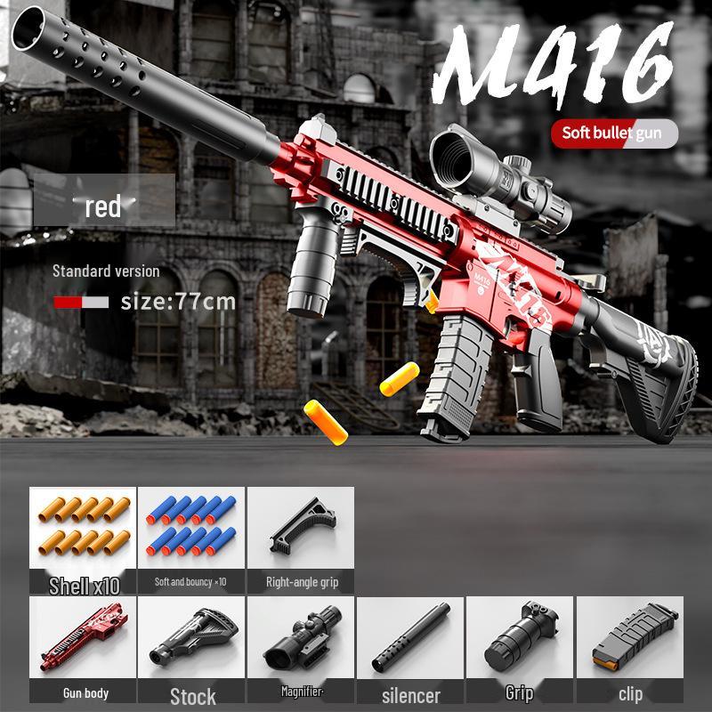 M416 Soft Bullet Manual Bolt Action Toy Gun for Kids - Shell Ejecting Simulation Assault Rifle for Boys