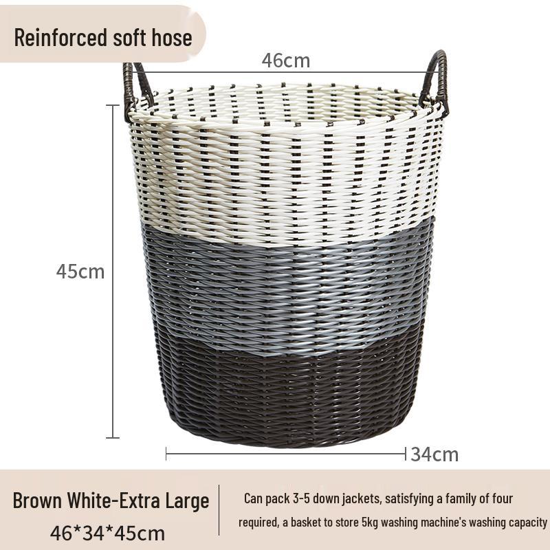 Blue Rattan Woven Laundry Hamper: Multipurpose Basket for Clothes, Toys, and Home Storage