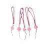 Camellia Four-Leaf Clover PU Leather Phone Wrist Lanyard with Nylon Woven Cord and Phone Case Pendant