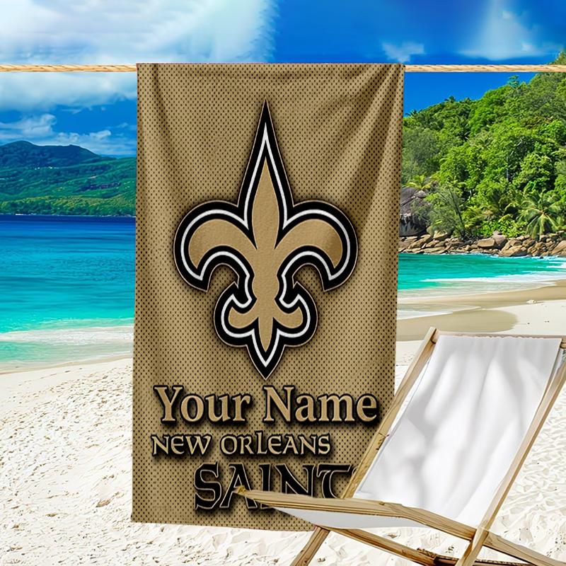 Custom Name Beach Towel Orleans Saints Logo Beach Towel, Soft Microfiber, Gift for Her/Him, Birthday, for Pool, Beach, Travel, Fan gifts