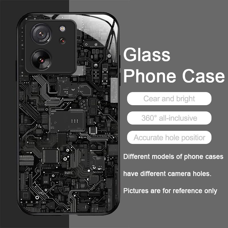 Creative Mechanical Circuit Board Pattern Glass Phone Case for Motorola Moto G85 G84 G75 G55 Edge 50 Fusion 40 Neo 30 Pro Cover