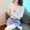 Casual Gedruckt T-shirt Frauen Elegante Sommer Frauen Tops Oansatz Verstärktes Spitze Hemd Koreanischen Stil Puff Kurzarm Bluse 27463