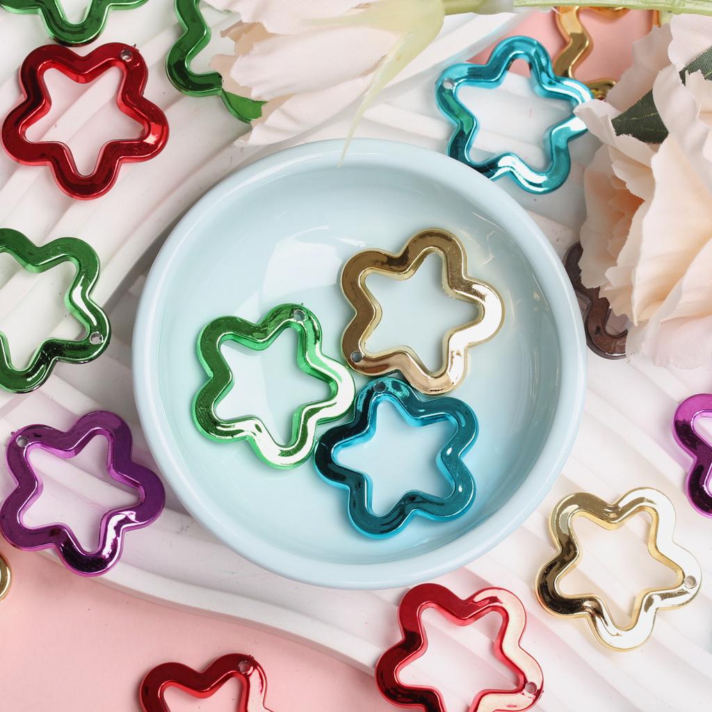 Loose Beads 10Pcs Star Pendant 30mm Imitation Metal Acrylic DIY Jewelry Accessories for Necklace Earrings Making Fashion